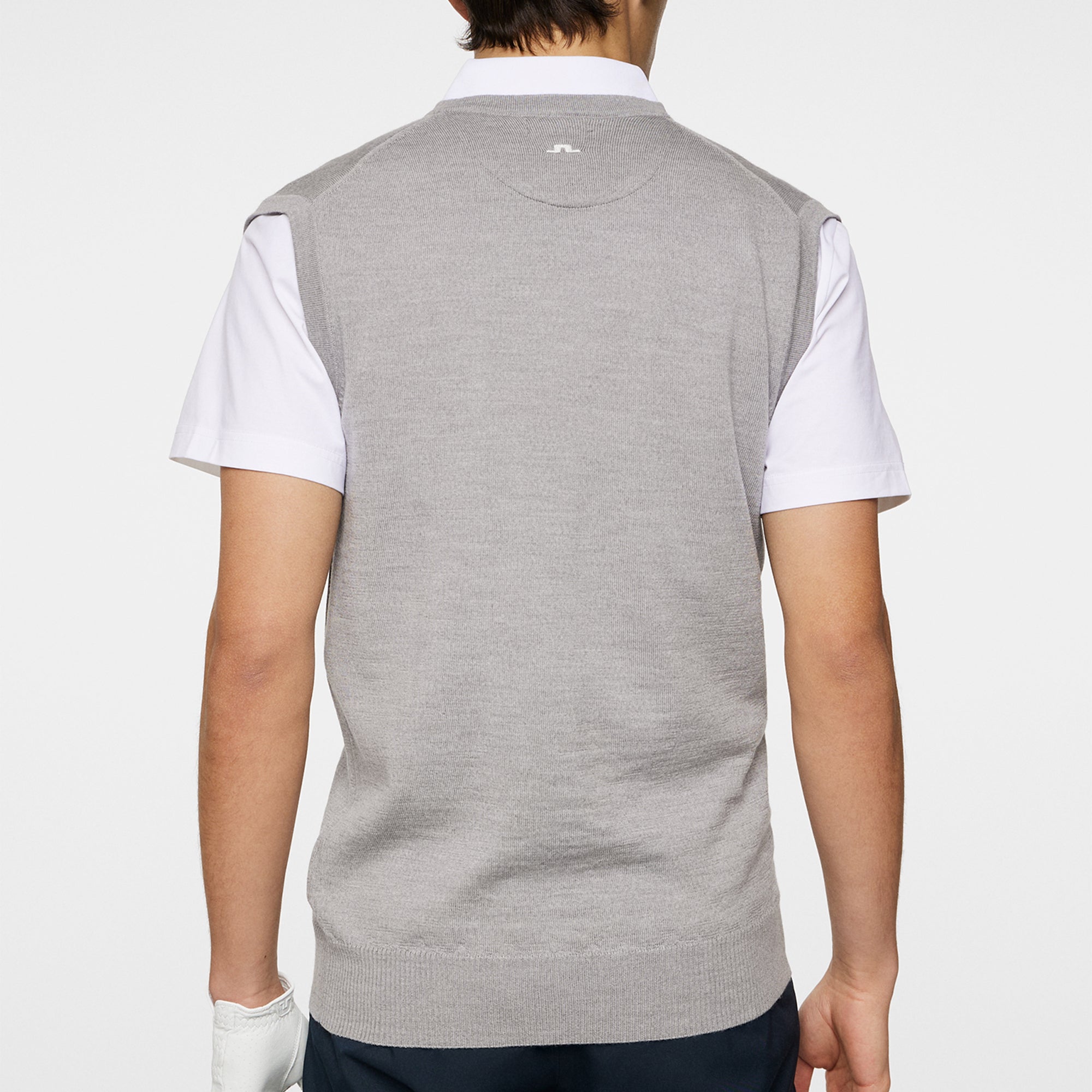 J Lindeberg Liam Knitted Mens Tour Merino Golf Vest Light Grey Melange
